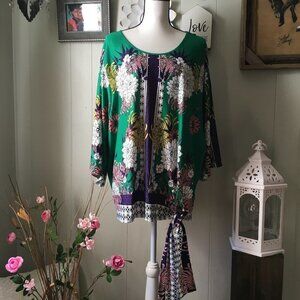 Per Seption  Women floral tie waist blouse